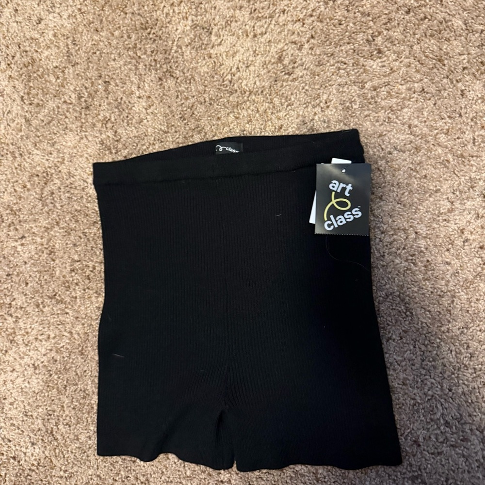 Art Class Girls Ribbed Black Bike Shorts